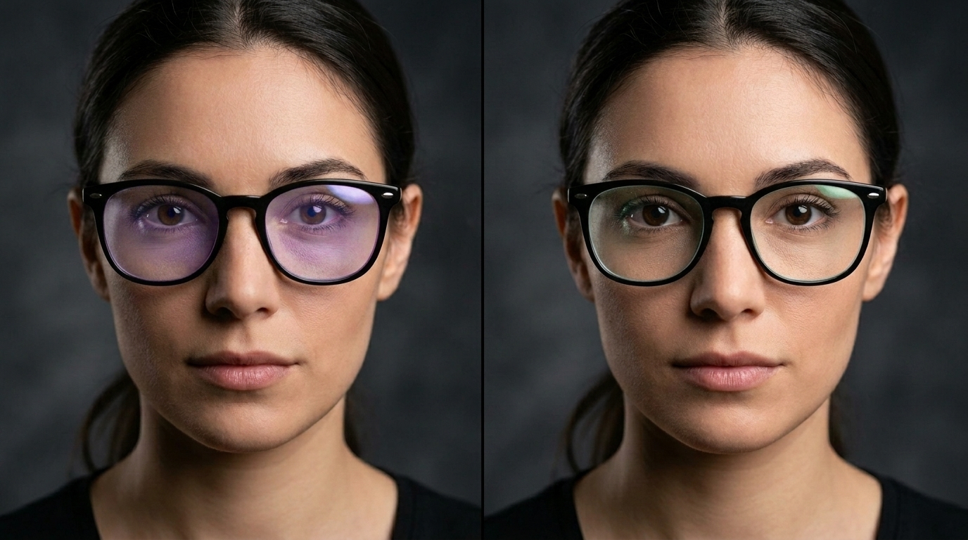 Comparativo de lentes com e sem filtro Blue Core